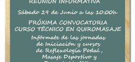 29 de Junio – Reunión Informativa Curso Técnico en Quiromasaje 2019-2020